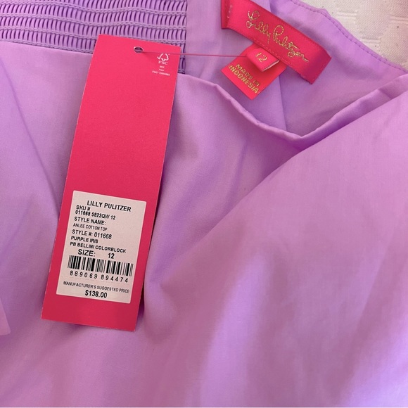 Lilly Pulitzer | Anlee Cotton Top, Purple Iris Bellini (12) - Picture 9 of 9